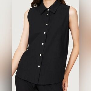 DONNI. Black Button Down Sleeveless Top